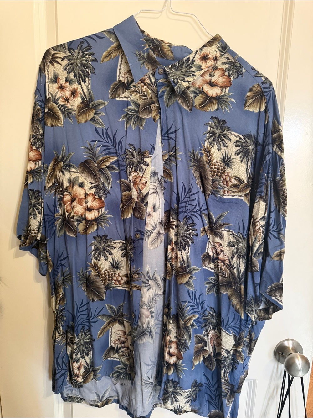Pierre Cardin Blue Tropical Floral Button-Down Shirt
